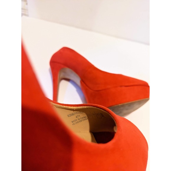 Zara Basic Red Suede Platform Peep Toe 5 Inch Heels Euro Size 40 US 9 - Picture 4 of 8